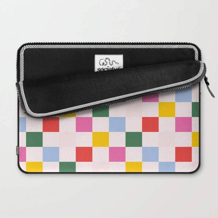Retro Bauhaus Pattern | Abstract Shapes | Geometric Checks Laptop Sleeve Gallery Image 2