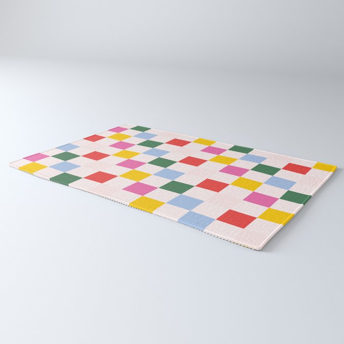 Retro Bauhaus Pattern | Abstract Shapes | Geometric Checks Rug Gallery Image 3