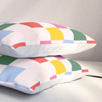 Retro Bauhaus Pattern | Abstract Shapes | Geometric Checks Pillow Sham Gallery Image 3