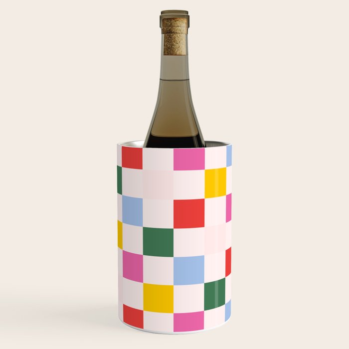 Retro Bauhaus Pattern | Abstract Shapes | Geometric Checks Wine Chiller Gallery Image 1