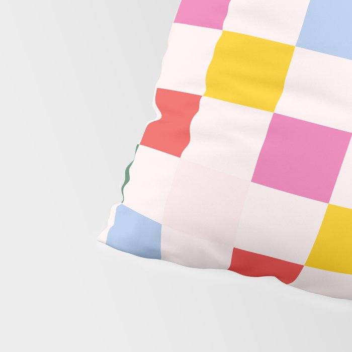 Retro Bauhaus Pattern | Abstract Shapes | Geometric Checks Pillow Sham Gallery Image 4