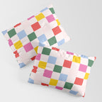 Retro Bauhaus Pattern | Abstract Shapes | Geometric Checks Pillow Sham Gallery Image 3