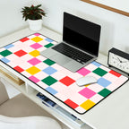Retro Bauhaus Pattern | Abstract Shapes | Geometric Checks Desk Mat Gallery Image 2