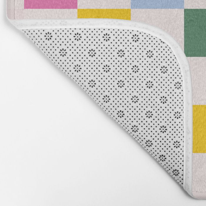 Retro Bauhaus Pattern | Abstract Shapes | Geometric Checks Bath Mat Gallery Image 2
