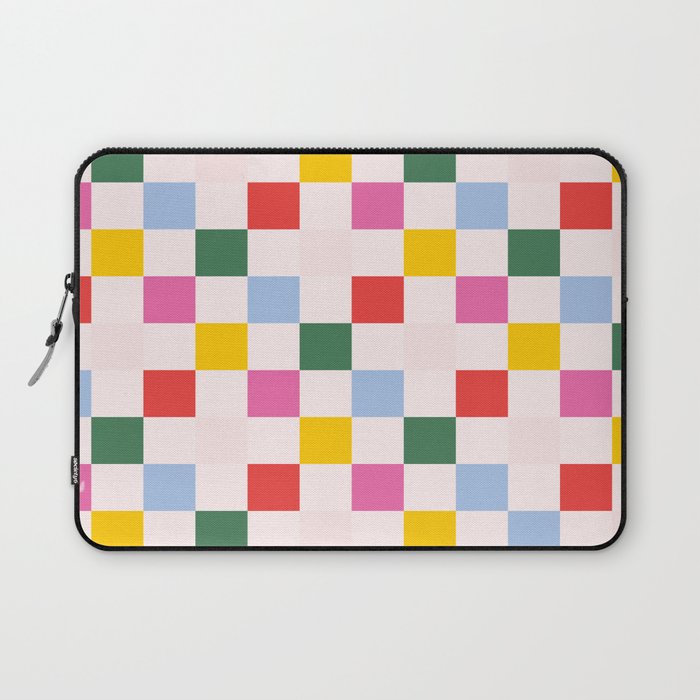 Retro Bauhaus Pattern | Abstract Shapes | Geometric Checks Laptop Sleeve Gallery Image 1