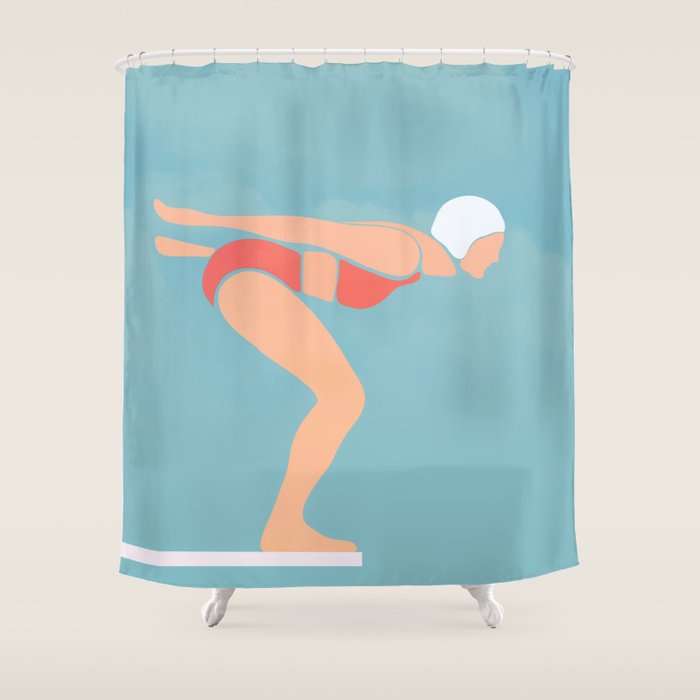 Pool Diver Shower Curtain Gallery Image 1