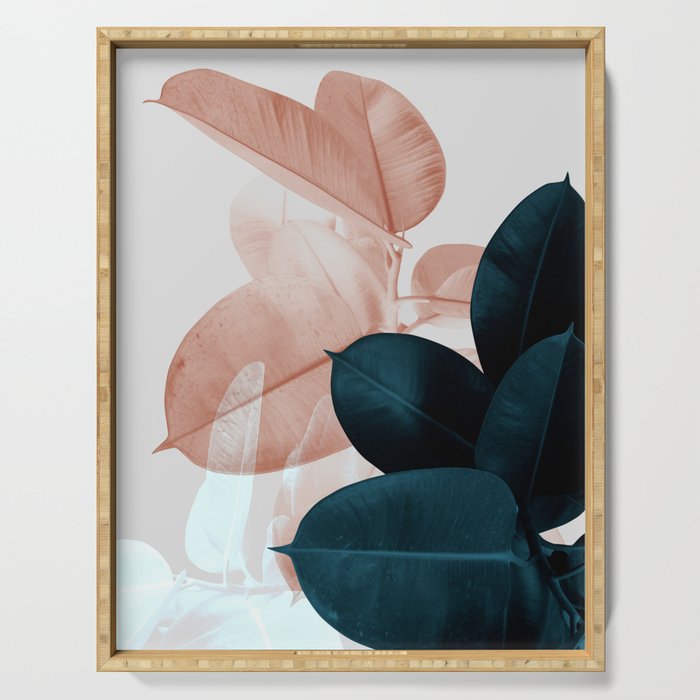 Blush & Blue Leaves Serving Tray Gallery Image 1