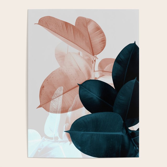 Blush & Blue Leaves Poster Gallery Image 1
