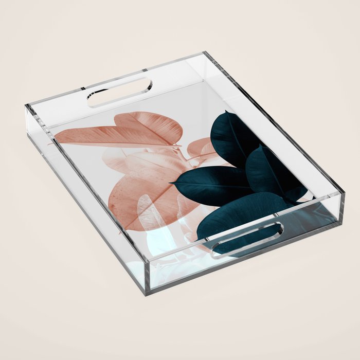 Blush & Blue Leaves Acrylic Tray Gallery Image 1