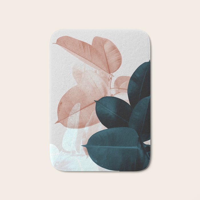 Blush & Blue Leaves Bath Mat Gallery Image 1