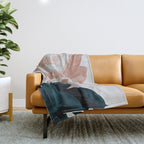 Blush & Blue Leaves Throw Blanket Gallery Image 1