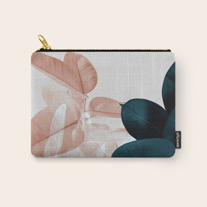 Blush & Blue Leaves Carry All Pouch Gallery Image 1
