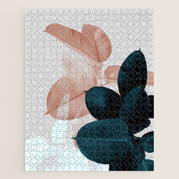 Blush & Blue Leaves Jigsaw Puzzle Gallery Image 1