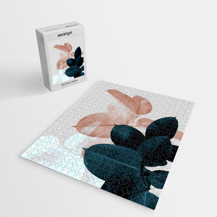 Blush & Blue Leaves Jigsaw Puzzle Gallery Image 2