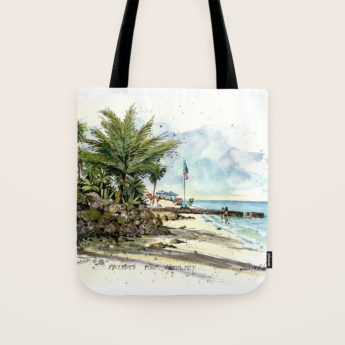 Patriots Pier, Siesta Key Tote Bag Gallery Image 1