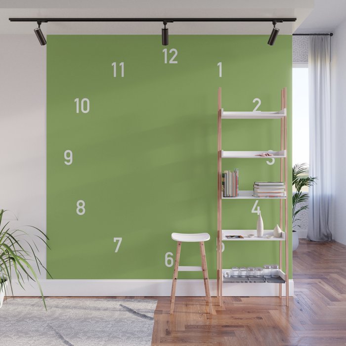 Numbers Clock - Green Wall Mural Gallery Image 1
