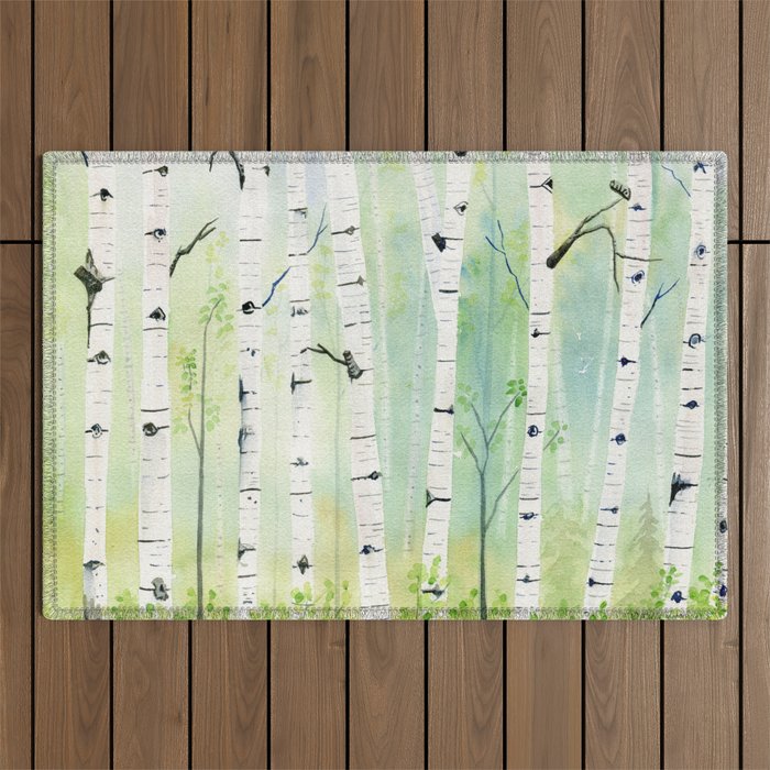 Birch Trees 2  Outdoor Rug Gallery Image 1