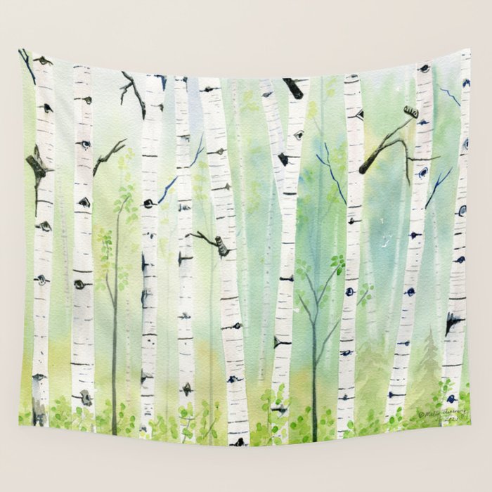 Birch Trees 2  Wall Tapestry Gallery Image 4
