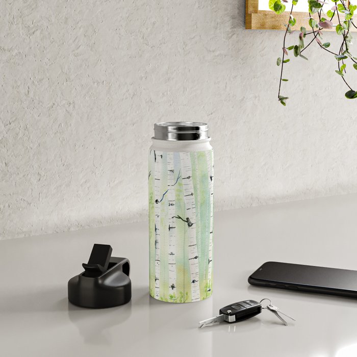 Birch Trees 2  Water Bottle Gallery Image 4