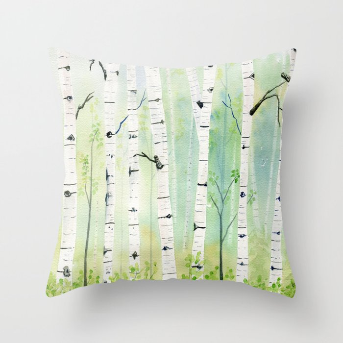 Birch Trees 2  Throw Pillow Gallery Image 6