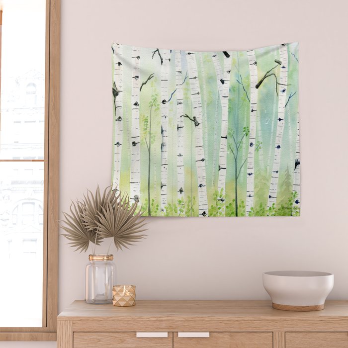 Birch Trees 2  Wall Tapestry Gallery Image 2