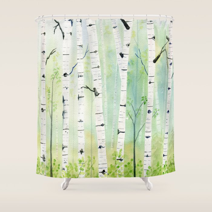 Birch Trees 2  Shower Curtain Gallery Image 1