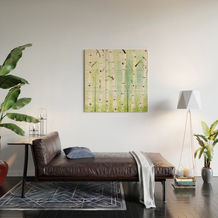 Birch Trees 2  Wood Wall Art Gallery Image 2