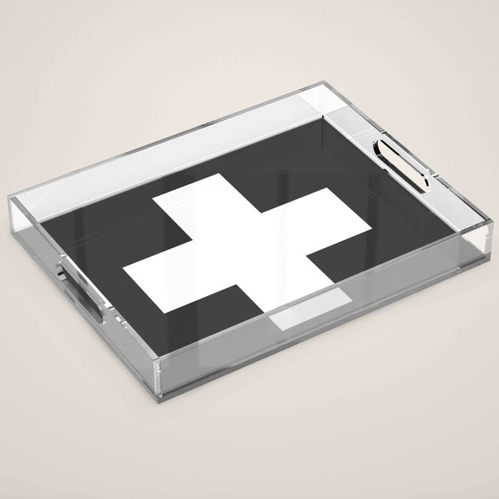 Swiss Cross Charcoal Acrylic Tray Gallery Image 1