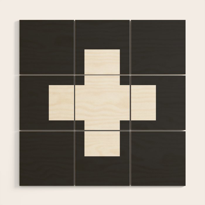 Swiss Cross Charcoal Wood Wall Art Gallery Image 1