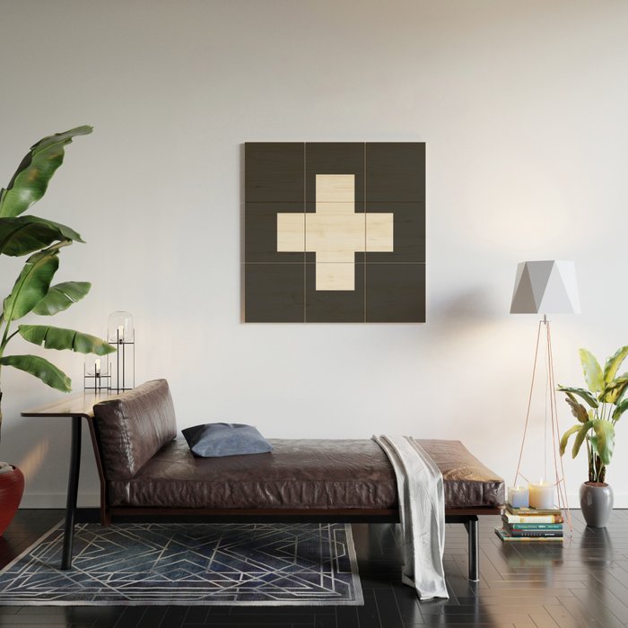 Swiss Cross Charcoal Wood Wall Art Gallery Image 2