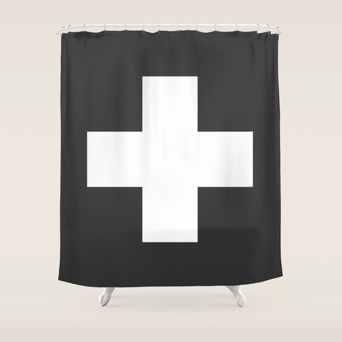 Swiss Cross Charcoal Shower Curtain Gallery Image 1