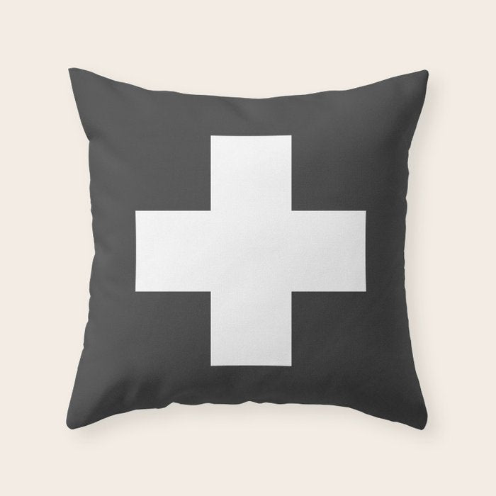 Swiss Cross Charcoal Throw Pillow Gallery Image 6