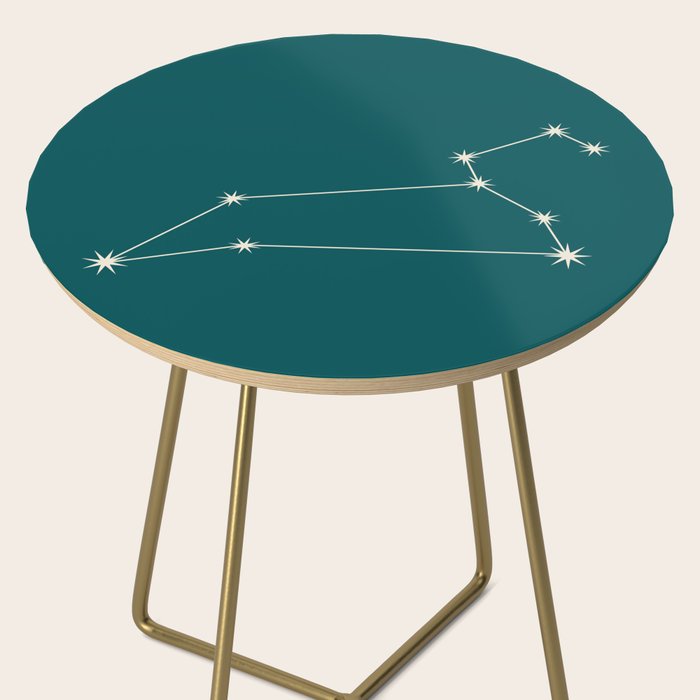Leo Zodiac Star Constellation Line Art Deep Teal Side Table Gallery Image 2