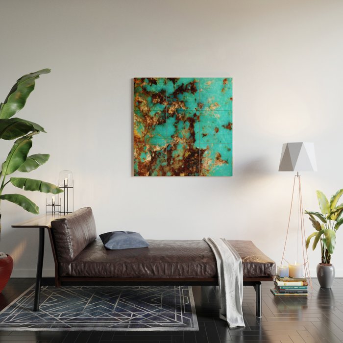 Turquoise I Wood Wall Art Gallery Image 2