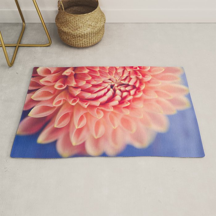 Enlightened -pink autumn dahlia flower photography Rug Gallery Image 1
