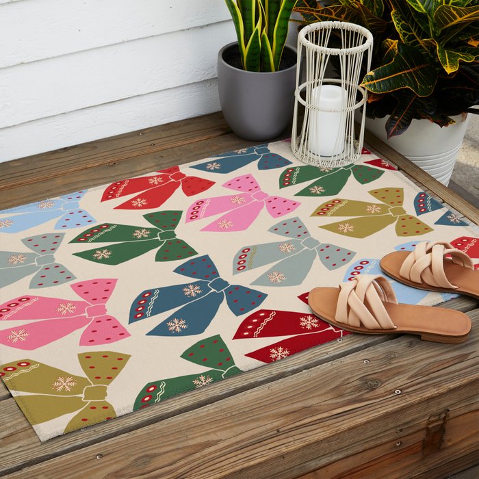 Christmas Bows Coquette Outdoor Rug Gallery Image 2