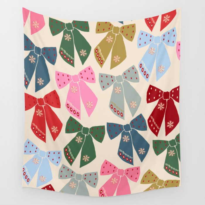 Christmas Bows Coquette Wall Tapestry Gallery Image 4