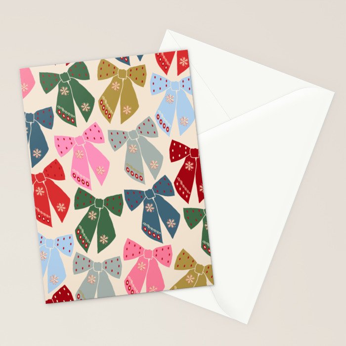 Christmas Bows Coquette Stationery Card Gallery Image 2