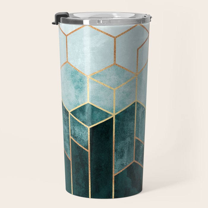 Teal Hexagons Travel Mug Gallery Image 3
