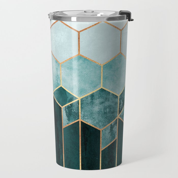 Teal Hexagons Travel Mug Gallery Image 2