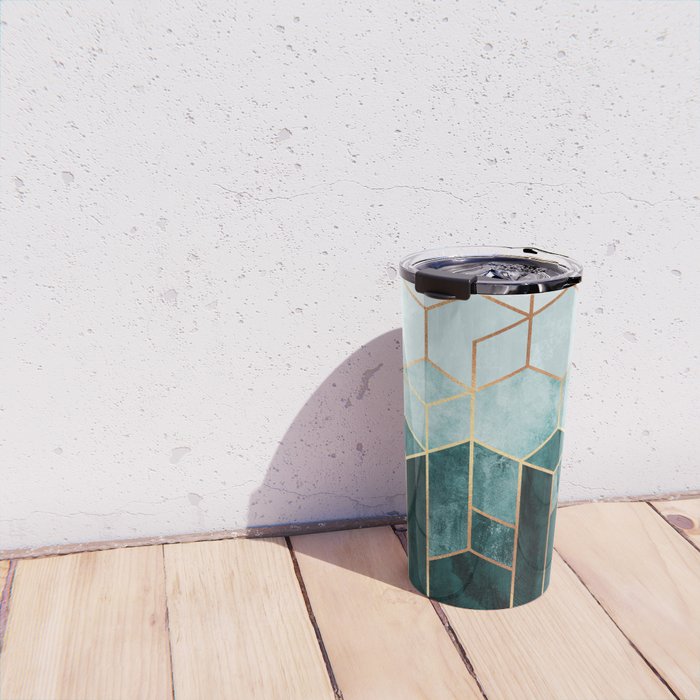 Teal Hexagons Travel Mug Gallery Image 4