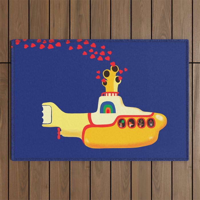 Yellow Submarine Bubbling Love Outdoor Rug Gallery Image 1