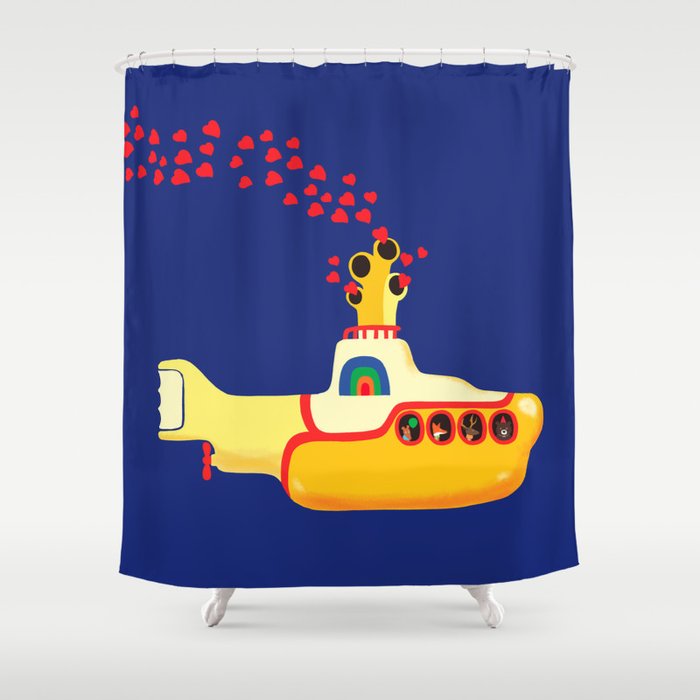 Yellow Submarine Bubbling Love Shower Curtain Gallery Image 1