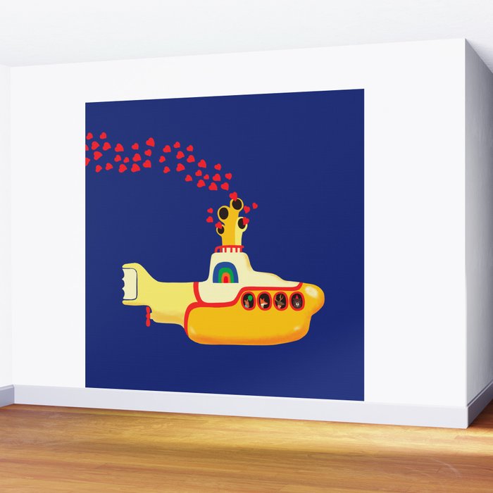 Yellow Submarine Bubbling Love Wall Mural Gallery Image 2