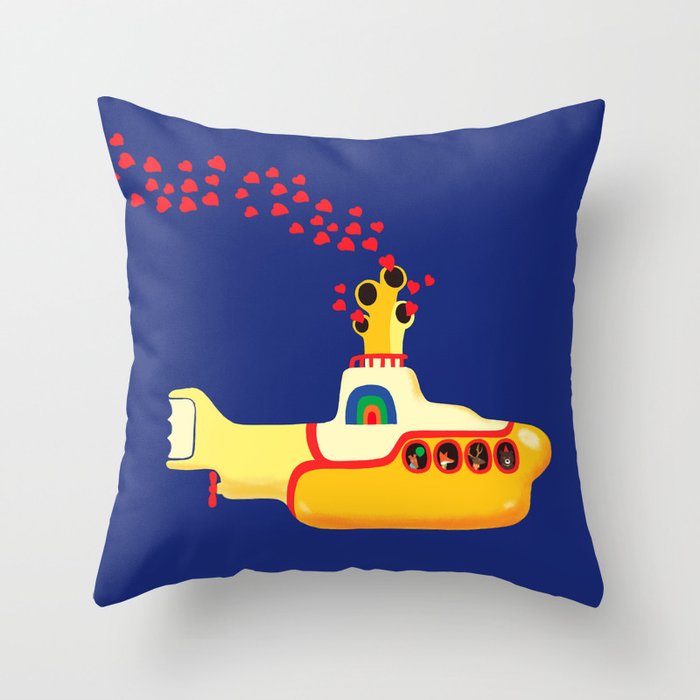 Yellow Submarine Bubbling Love Throw Pillow Gallery Image 6