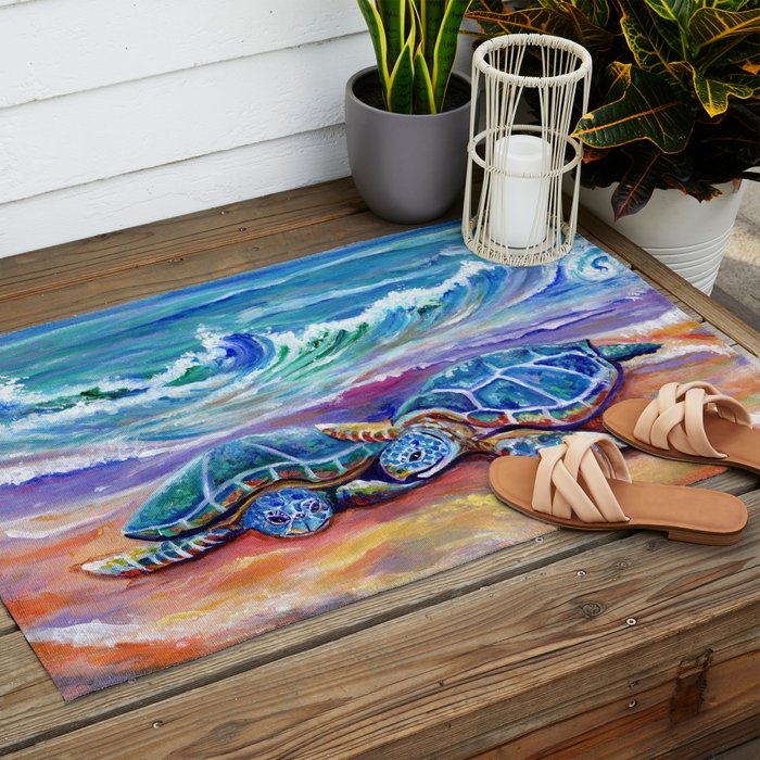 Honu Hugs and Love Outdoor Rug Gallery Image 2