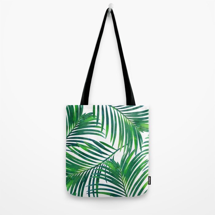 Palm Paradise, Tropical Leaves, Beachy Watercolor Painting, Minimal Nature Botanical Illustration Tote Bag Gallery Image 2