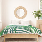 Palm Paradise, Tropical Leaves, Beachy Watercolor Painting, Minimal Nature Botanical Illustration Duvet Cover Gallery Image 3