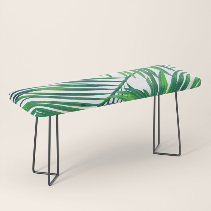Palm Paradise, Tropical Leaves, Beachy Watercolor Painting, Minimal Nature Botanical Illustration Bench Gallery Image 1