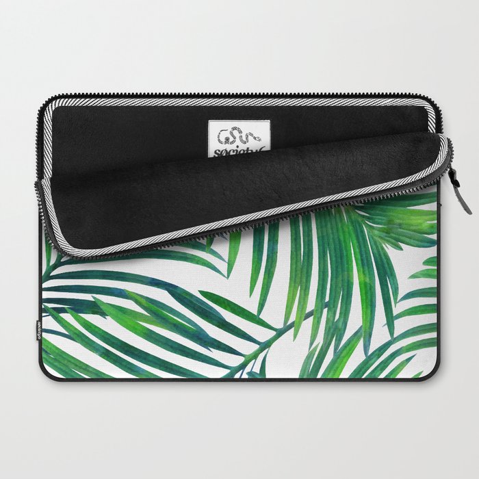Palm Paradise, Tropical Leaves, Beachy Watercolor Painting, Minimal Nature Botanical Illustration Laptop Sleeve Gallery Image 2